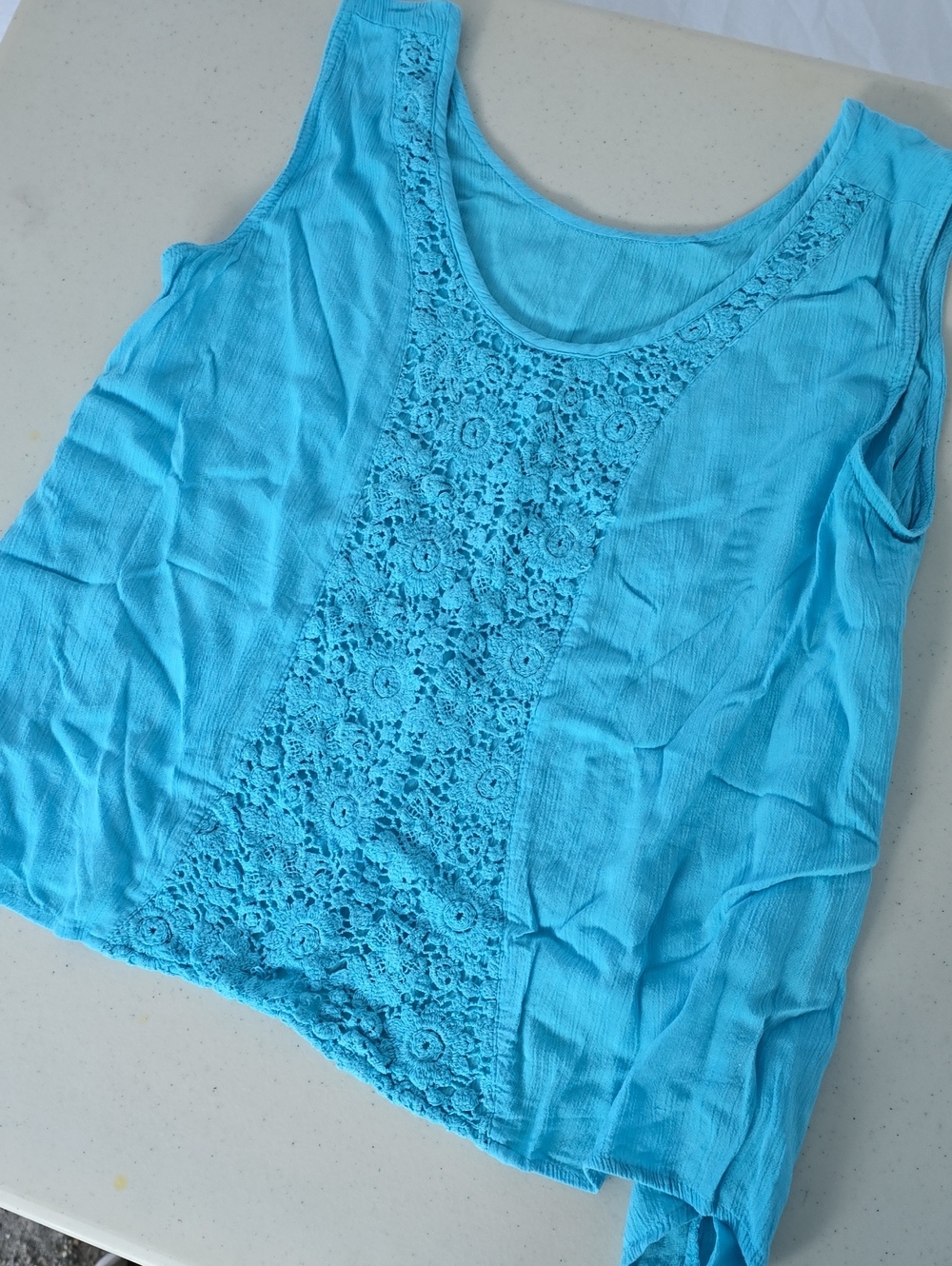 Simply Noelle Turquoise Lace-Front Tank